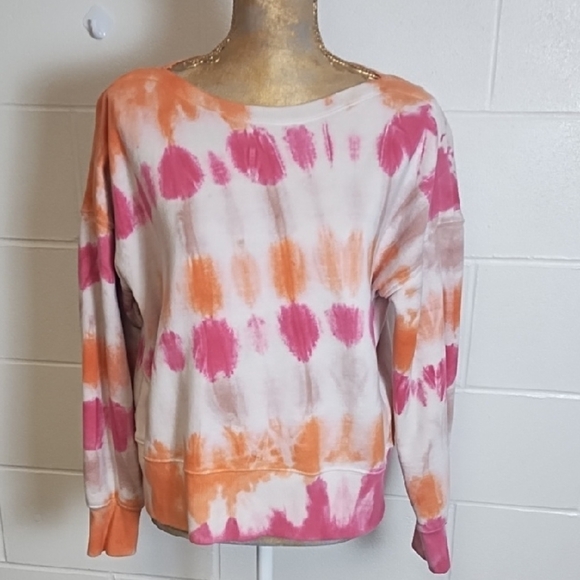 Colorful Tie-Dye Boxy Soft Sweatshirt Boatneck Large - Picture 1 of 10